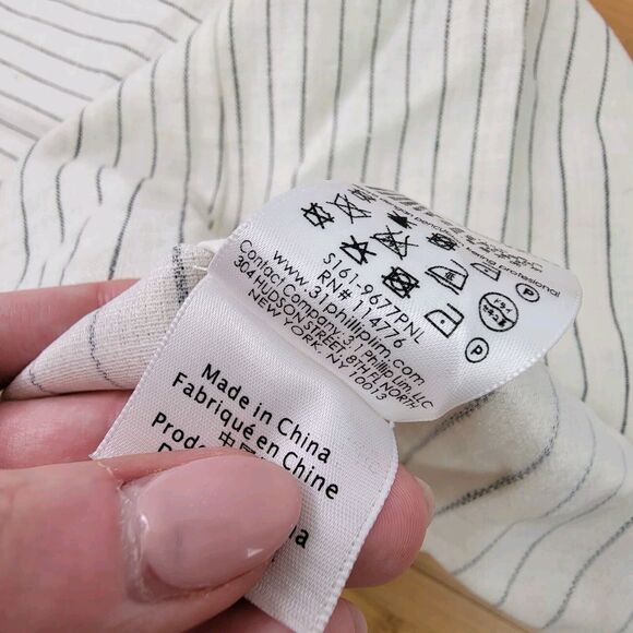 3.1 Phillip Lim Dress Women White Stripe Linen Blend A line Shift Asymmetrical S - Picture 5 of 5